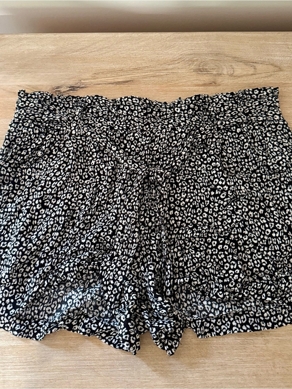 Jolt Black and White Leopard Print Tie-Waist Shorts